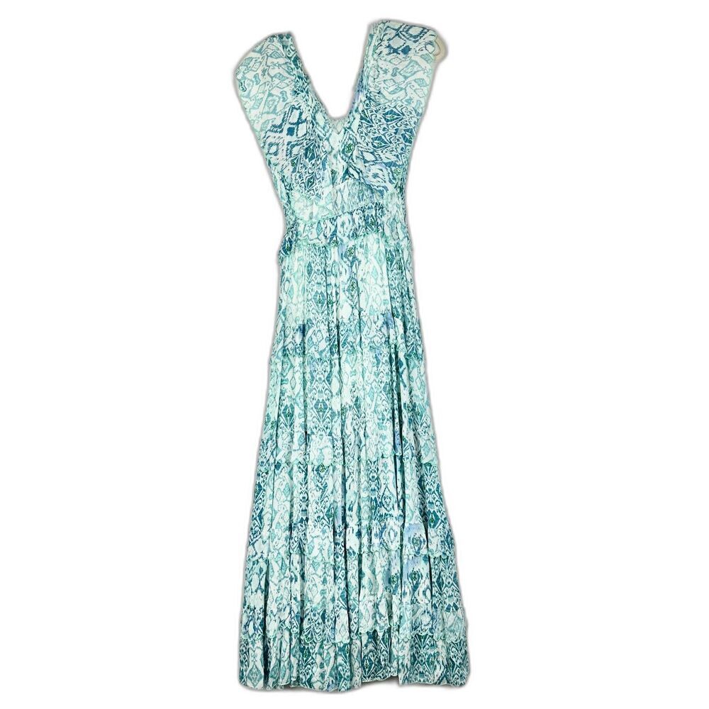 Miss June Paris Tiered Maxi Dress One Size Flutter Sleeve Viscose Boho